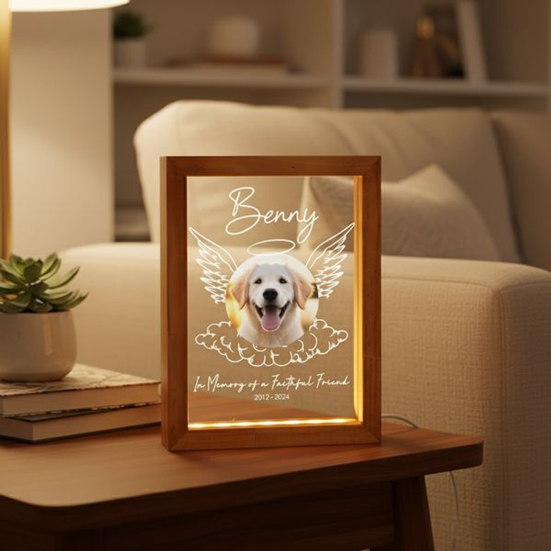 Forever by Your Side Dog Remembrance Photo Frame Lamp Forever by Your Side Dog Remembrance Photo Frame Lamp