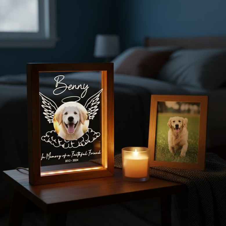 Forever by Your Side Dog Remembrance Photo Frame Lamp Forever by Your Side Dog Remembrance Photo Frame Lamp