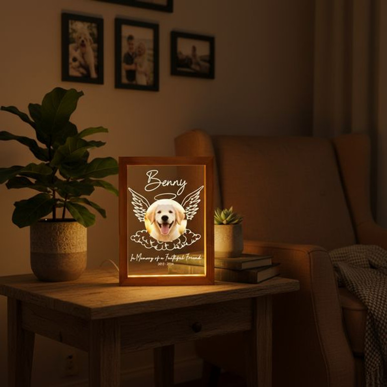 Forever by Your Side Dog Remembrance Photo Frame Lamp Forever by Your Side Dog Remembrance Photo Frame Lamp