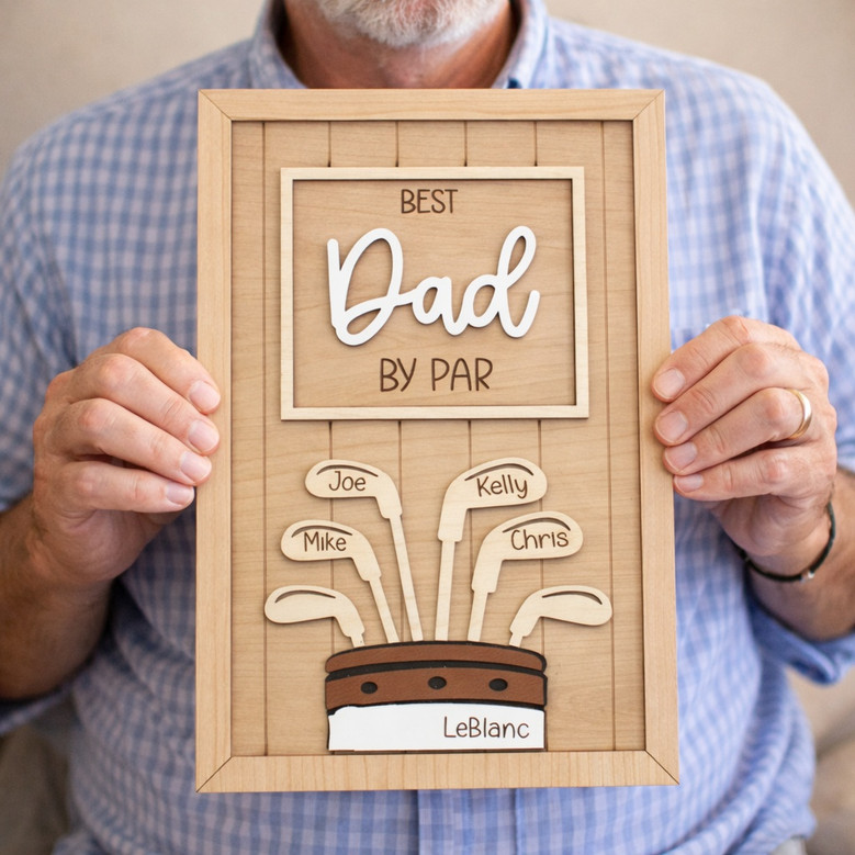 Golf Lover's Wood Sign - Custom Best Dad by Par Grandpa Gift Golf Lover's Wood Sign - Custom Best Dad by Par Grandpa Gift