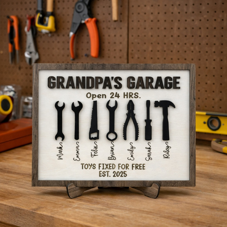 Grandpa's Workshop Wood Sign - Custom Gift for Papa's Garage