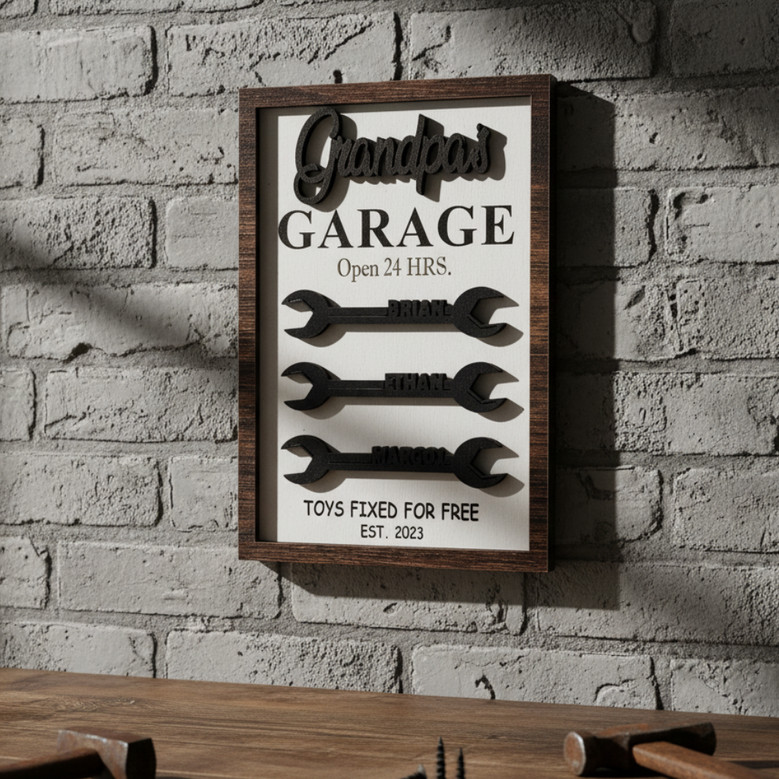 Grandpa's Workshop Wood Sign - Personalized Garage Decor