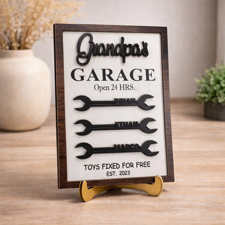 Grandpa's Workshop Wood Sign - Personalized Garage Decor