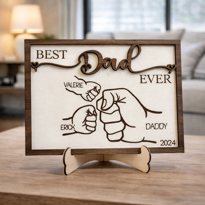 Heartfelt Fist Bump Wood Sign - Personalized Father's Day Gift