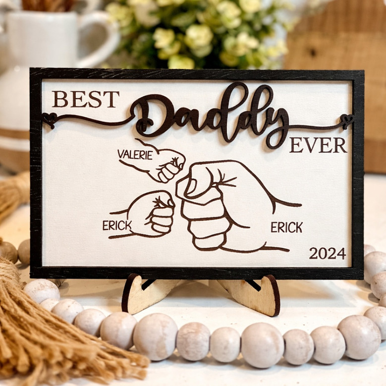 Heartfelt Fist Bump Wood Sign - Personalized Father's Day Gift