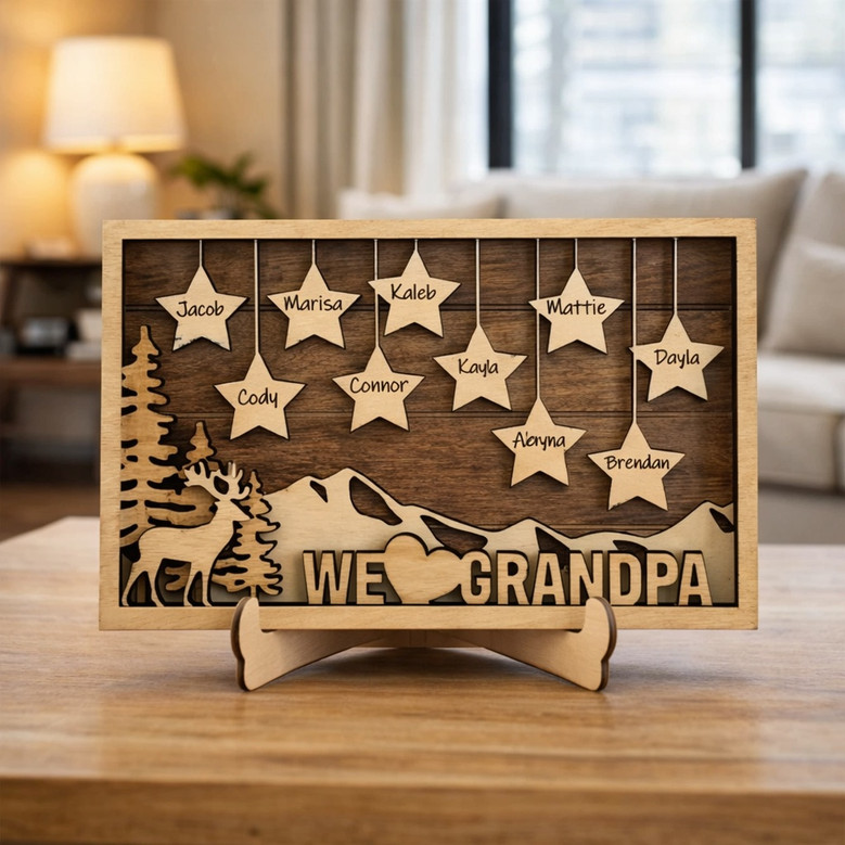 Hunter's Family Tree Wood Sign - Personalized Gift for Grandpa