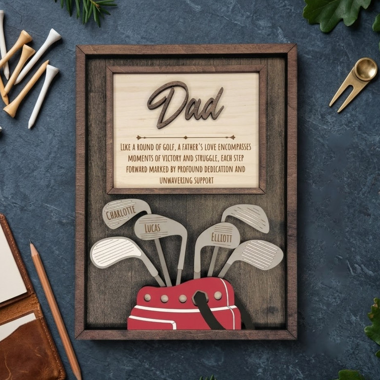 Names for the Pro - Custom Golf Wood Sign for a Special Dad
