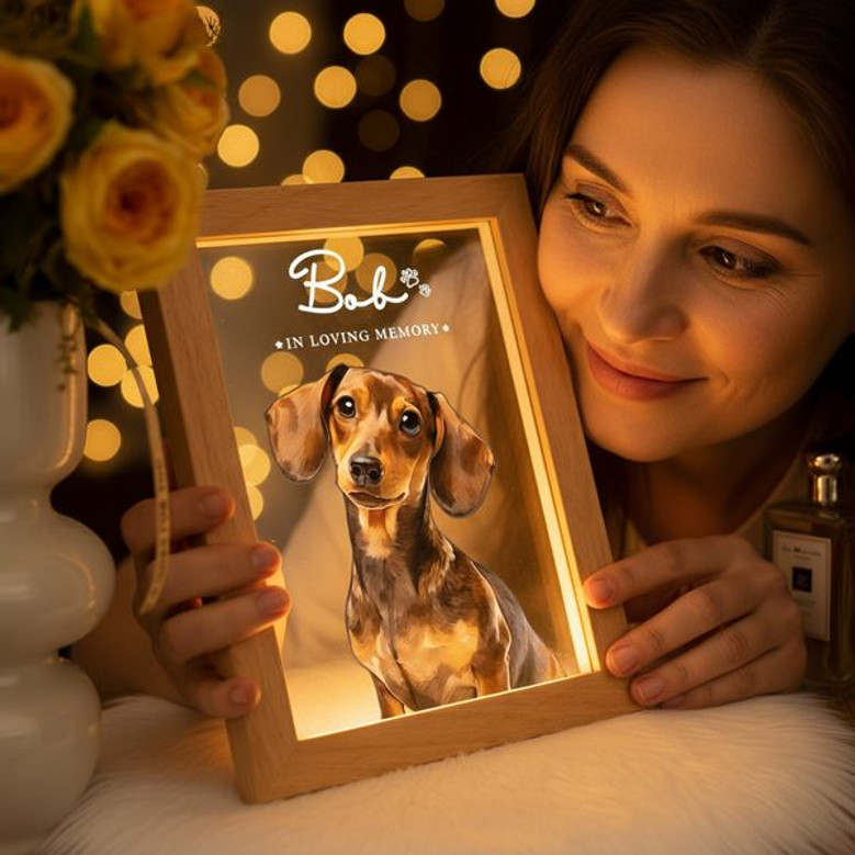 Radiant Watercolor Pet Portrait Memorial Photo Frame Lamp Radiant Watercolor Pet Portrait Memorial Photo Frame Lamp