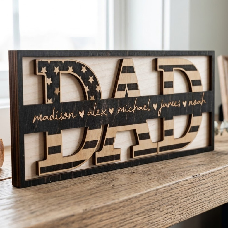 To Dad with Love - Custom Personalized Wood Sign from the Kids To Dad with Love - Custom Personalized Wood Sign from the Kids