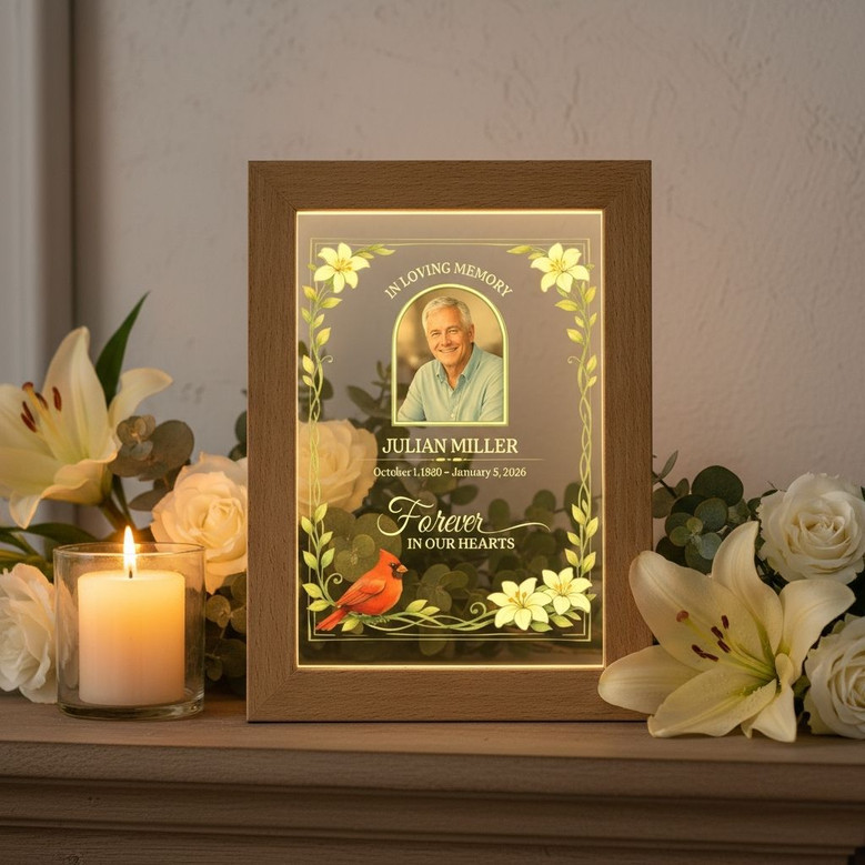 Cardinal Memorial Photo Frame Lamp A Sympathy Gift of Light Cardinal Memorial Photo Frame Lamp A Sympathy Gift of Light
