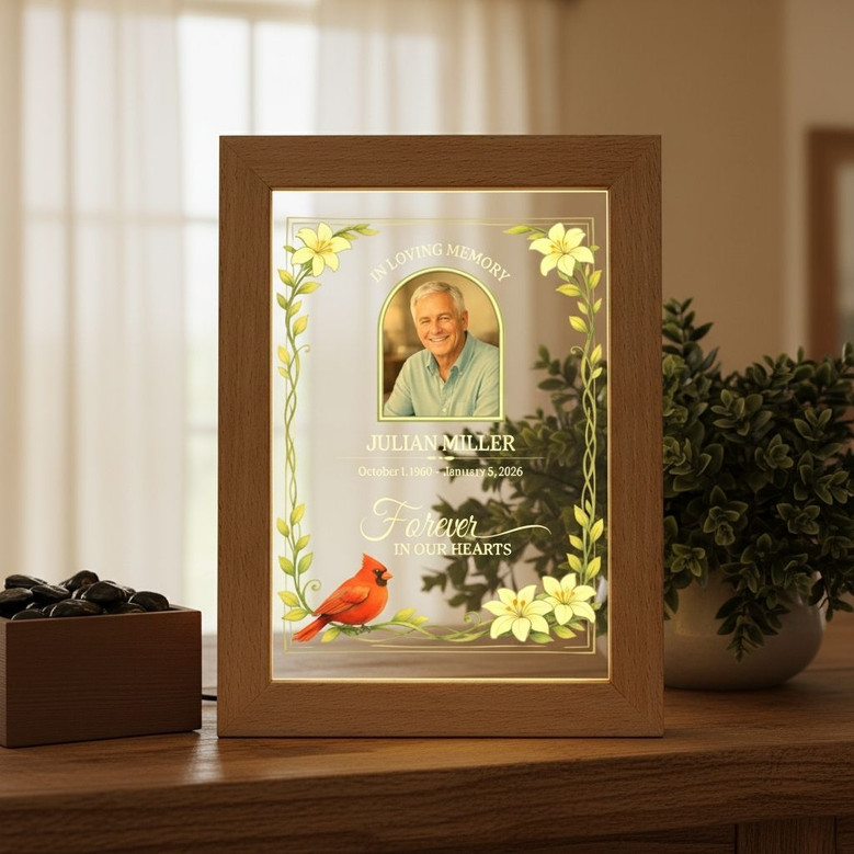 Cardinal Memorial Photo Frame Lamp A Sympathy Gift of Light Cardinal Memorial Photo Frame Lamp A Sympathy Gift of Light