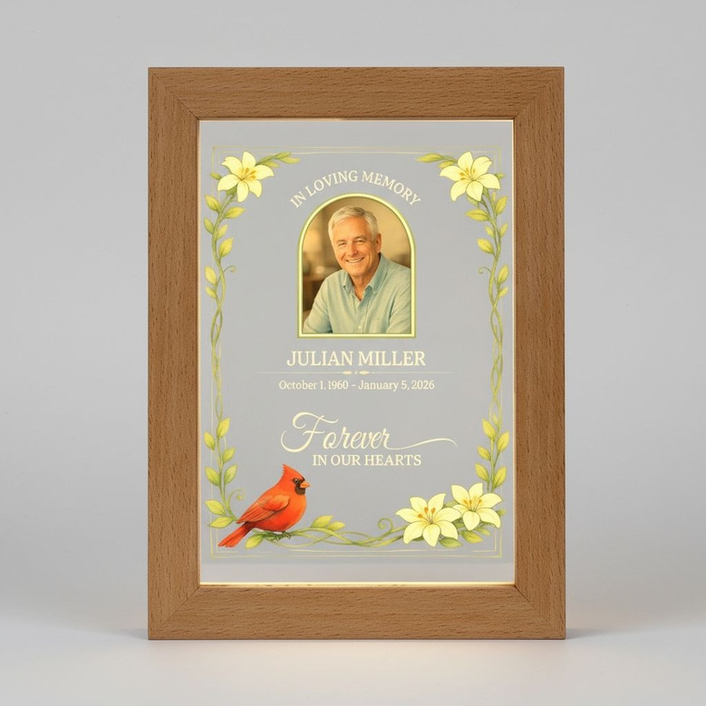 Cardinal Memorial Photo Frame Lamp A Sympathy Gift of Light Cardinal Memorial Photo Frame Lamp A Sympathy Gift of Light