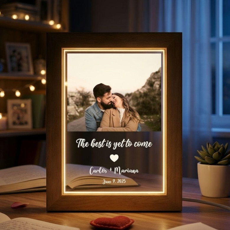 Cherish Every Moment Custom Photo Frame Lamp for Couples Cherish Every Moment Custom Photo Frame Lamp for Couples