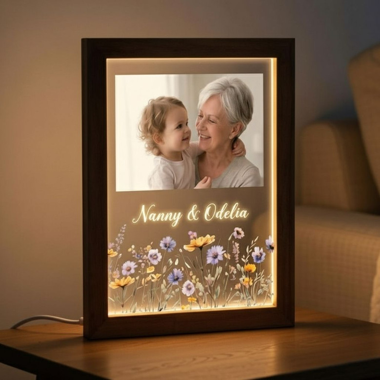 Floral Photo Frame Lamp A Radiant Gift for Nannys Heart