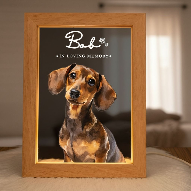 Radiant Watercolor Pet Portrait Memorial Photo Frame Lamp Radiant Watercolor Pet Portrait Memorial Photo Frame Lamp