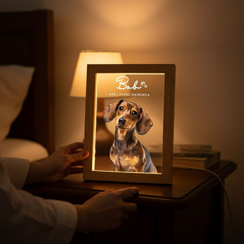 Radiant Watercolor Pet Portrait Memorial Photo Frame Lamp Radiant Watercolor Pet Portrait Memorial Photo Frame Lamp