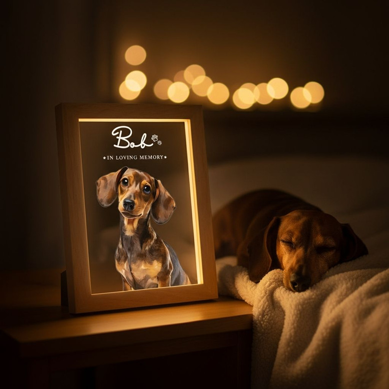 Radiant Watercolor Pet Portrait Memorial Photo Frame Lamp Radiant Watercolor Pet Portrait Memorial Photo Frame Lamp