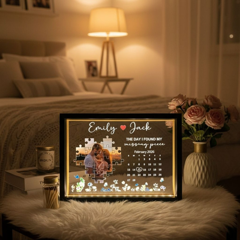 Soulmates Missing Piece Photo Frame Lamp Romantic Gift Soulmates Missing Piece Photo Frame Lamp Romantic Gift