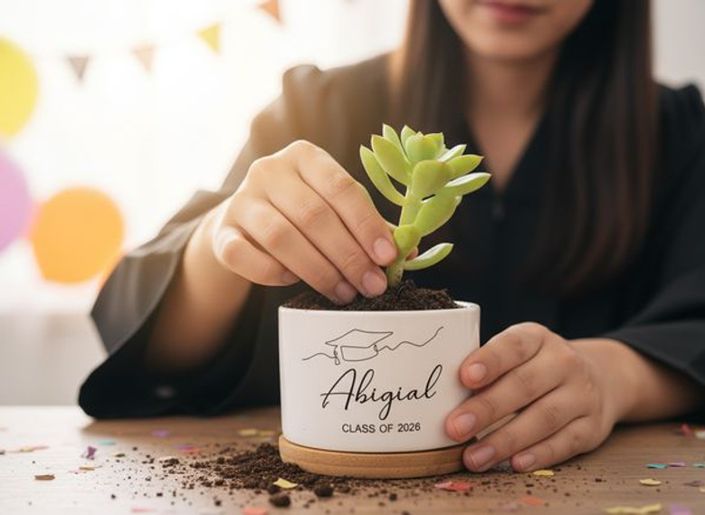 2026 Grad Cap Ceramic Plant Pot A Custom Keepsake to Bloom