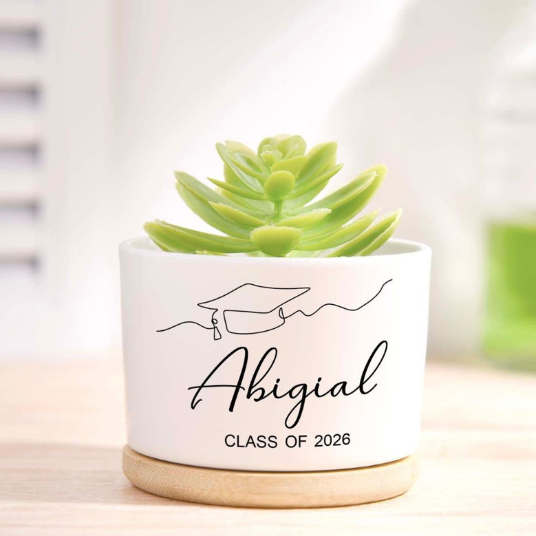 2026 Grad Cap Ceramic Plant Pot A Custom Keepsake to Bloom