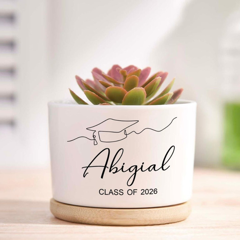 2026 Grad Cap Ceramic Plant Pot A Custom Keepsake to Bloom