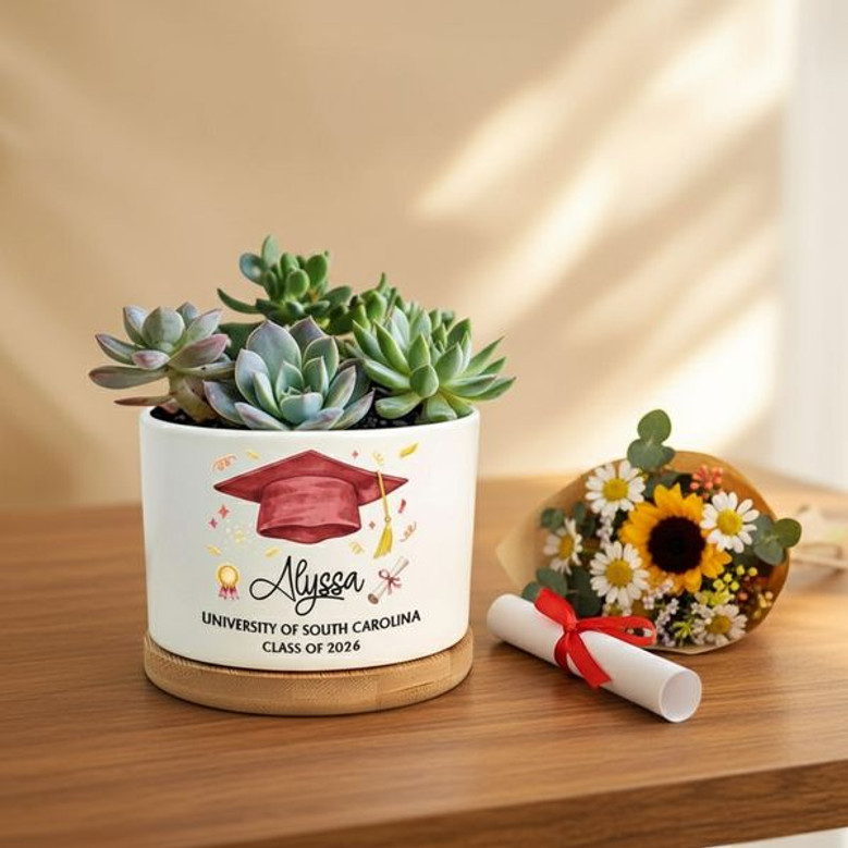 2026 Graduation Success Masters and College Ceramic Plant Pot