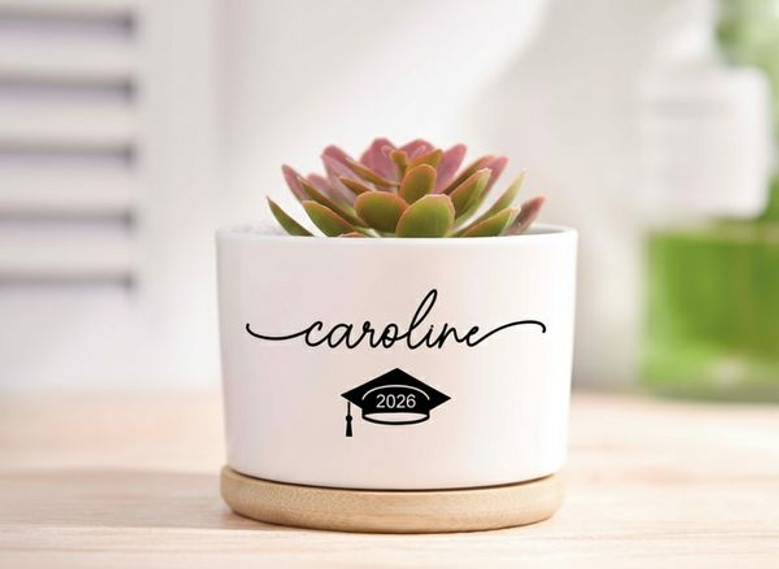 A Lasting Memory Custom 2026 Grad Cap Ceramic Plant Pot