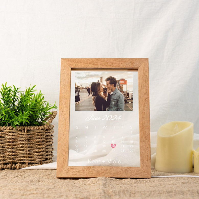 Capture Your Date Custom Photo Frame Lamp for Anniversaries