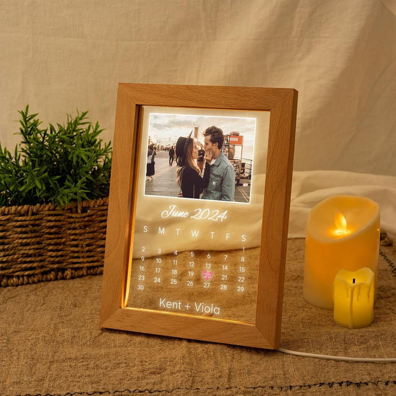 Capture Your Date Custom Photo Frame Lamp for Anniversaries