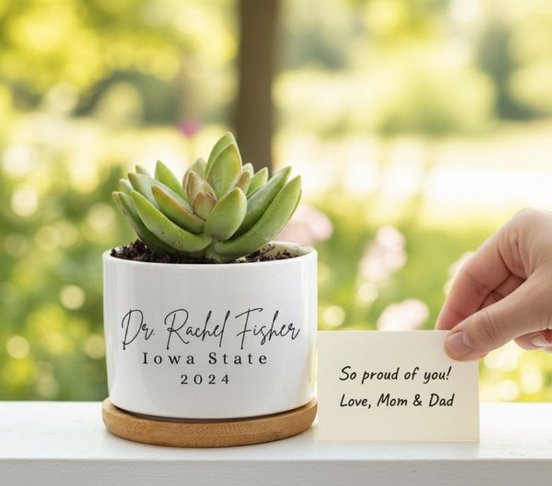 Custom Ceramic Plant Pot for the New PhD Graduate in Your Life