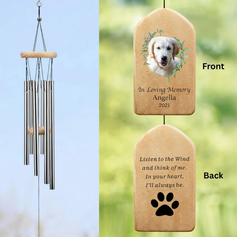 Custom Dog Portrait Wind Chime A Heartfelt Song of Memory