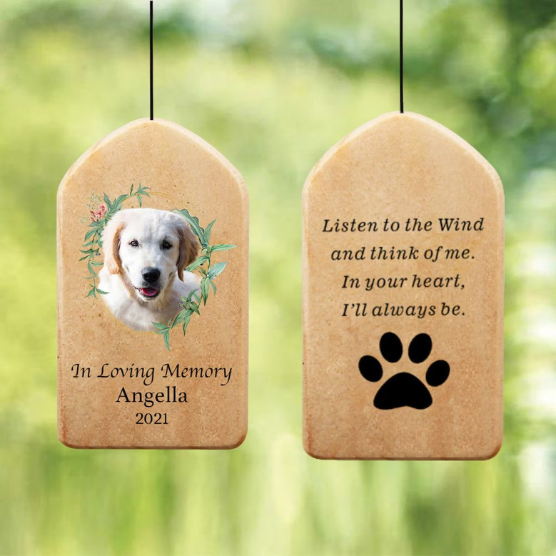 Custom Dog Portrait Wind Chime A Heartfelt Song of Memory