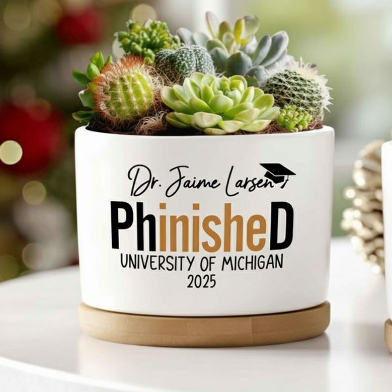 Doctorate Milestone Personalized PhD Doctor Ceramic Plant Pot