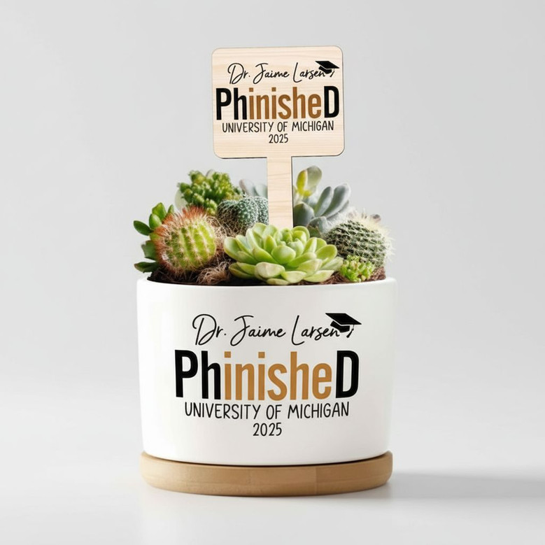 Doctorate Milestone Personalized PhD Doctor Ceramic Plant Pot