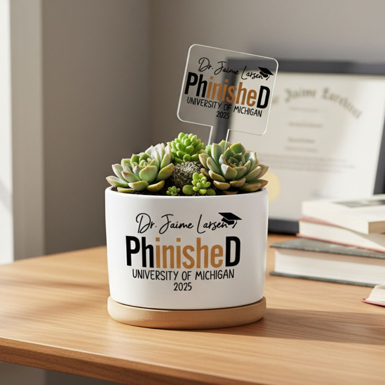 Doctorate Milestone Personalized PhD Doctor Ceramic Plant Pot