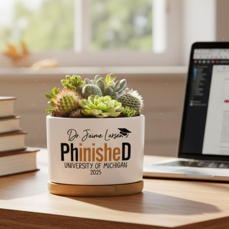 Doctorate Milestone Personalized PhD Doctor Ceramic Plant Pot