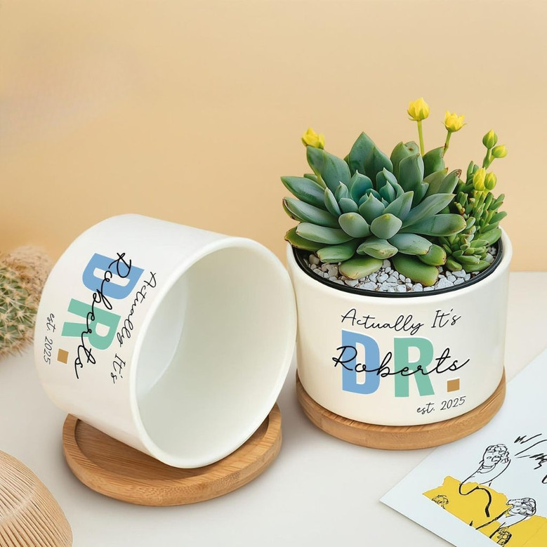 Future Doctor Ceramic Plant Pot A Gift for the New PhD Graduate