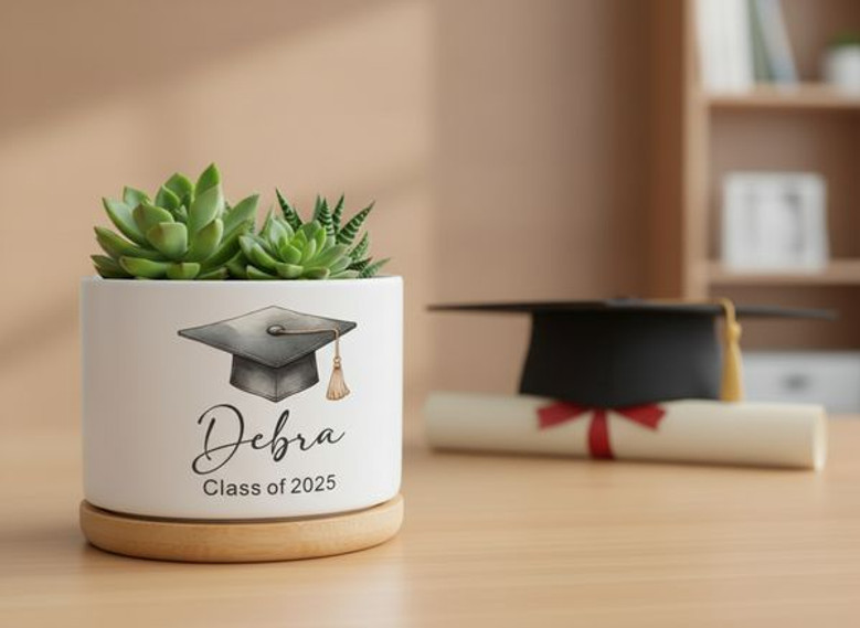 Growth and Success Personalized Class of 2026 Ceramic Plant Pot