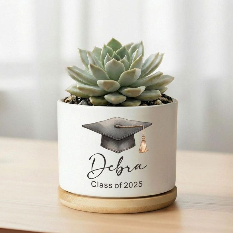 Growth and Success Personalized Class of 2026 Ceramic Plant Pot