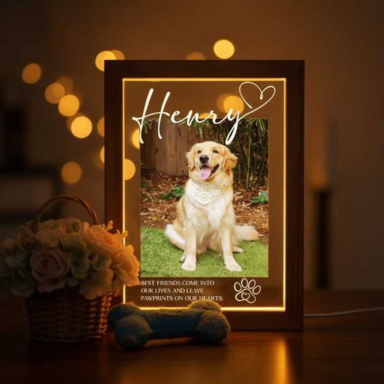 Honoring Furry Friends Custom Pet Photo Frame Lamp Memorial