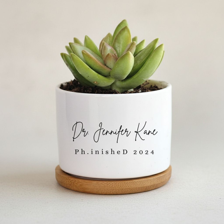 Phinished and Proud Personalized PhD Ceramic Plant Pot