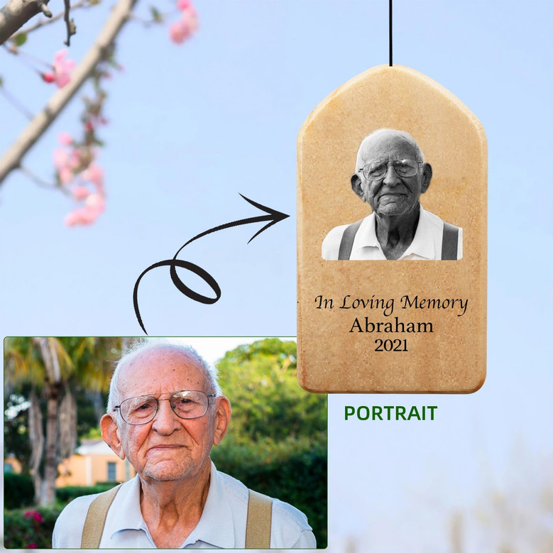 Portrait Memorial Wind Chime to Keep the Memory of Parents Near Portrait Memorial Wind Chime to Keep the Memory of Parents Near