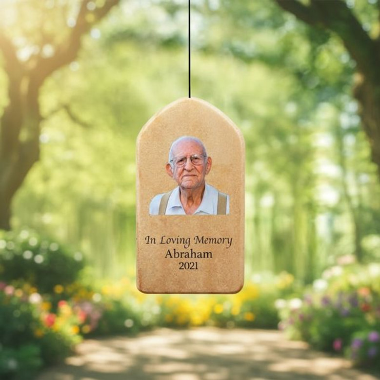 Portrait Memorial Wind Chime to Keep the Memory of Parents Near Portrait Memorial Wind Chime to Keep the Memory of Parents Near