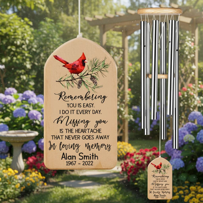 Red Bird Remembrance Custom Cardinal Wind Chime Red Bird Remembrance Custom Cardinal Wind Chime
