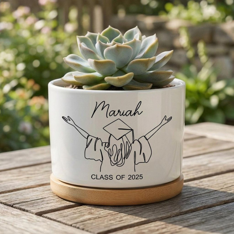 Rooted in 2026 Custom Name Graduate Ceramic Plant Pot