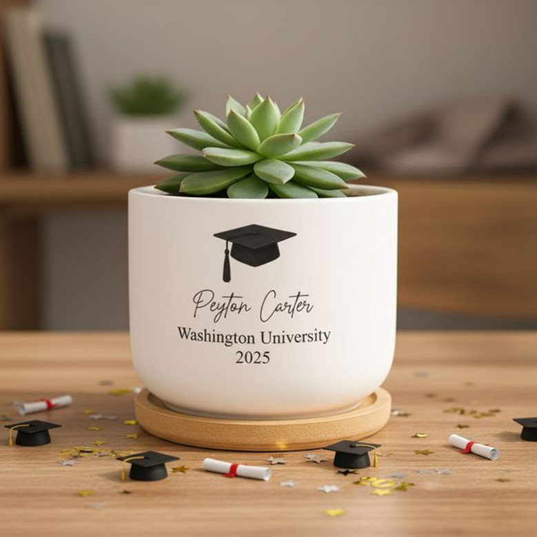 Rooted in Success Personalized Graduation Ceramic Plant Pot