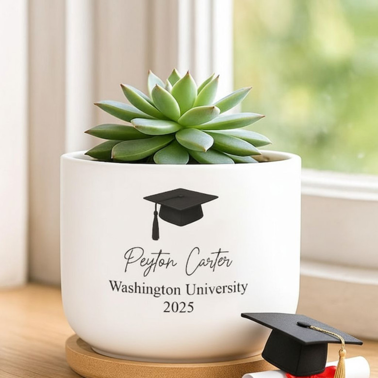 Rooted in Success Personalized Graduation Ceramic Plant Pot