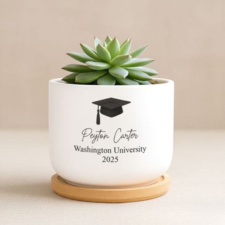 Rooted in Success Personalized Graduation Ceramic Plant Pot