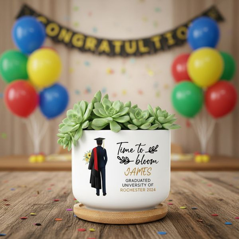 Rooting for the 2026 Graduate Personalized Ceramic Plant Pot