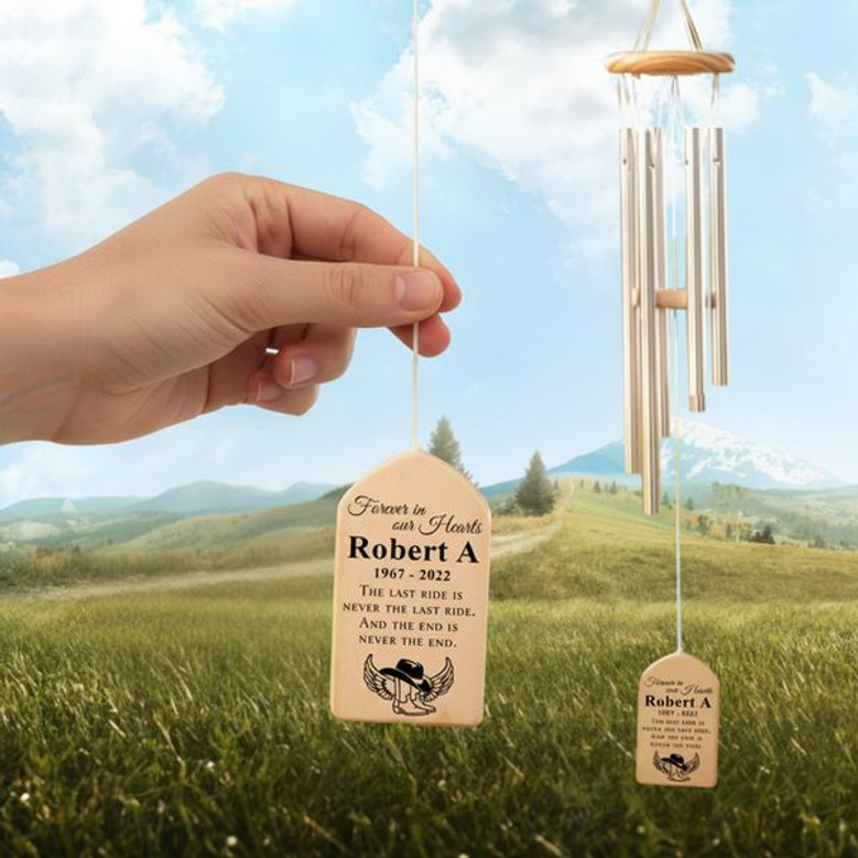 Western Horizon Cowboy and Cowgirl Memorial Wind Chime Tribute
